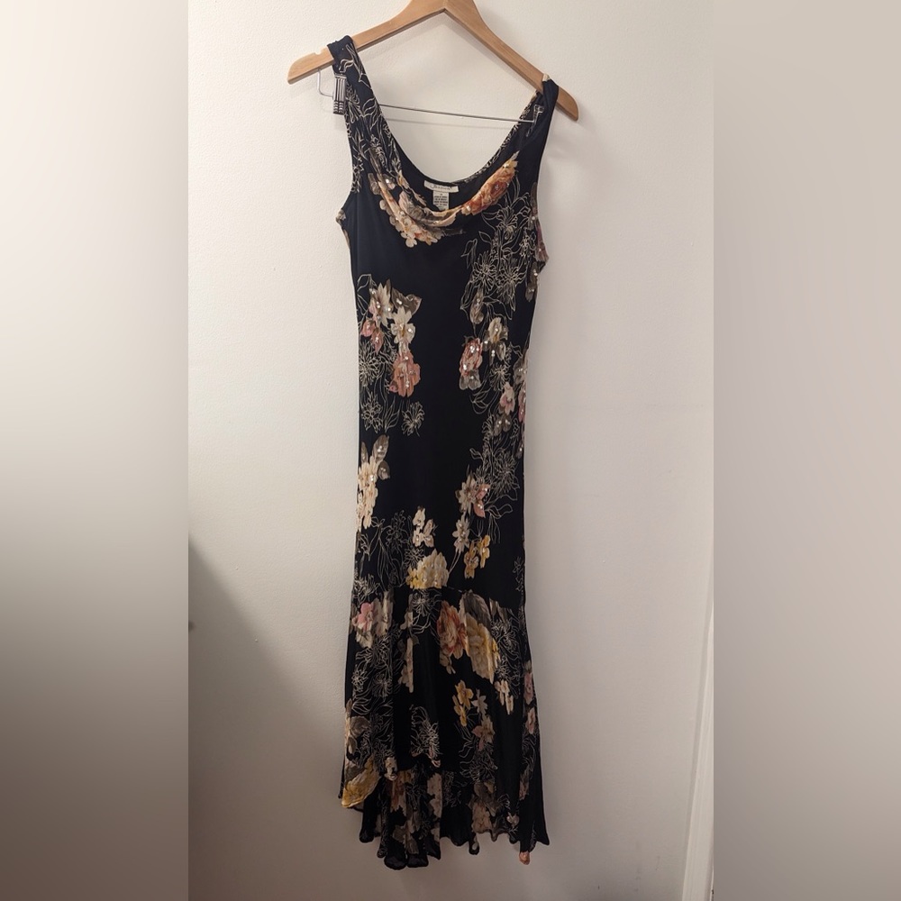 Cute black with Flowers dress size 16 made in india Boho